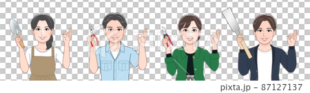 道具を持った4人の男女 道具を持った4人の男女 87127137