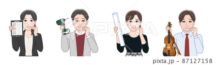 色々なものを持った教師などの職業の人々 87127158