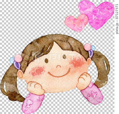 一個令人興奮的女孩的插圖（有一顆心） 87127371