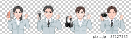 作業着を着て道具を持った職場の人々 作業着を着て道具を持った職場の人々 87127385