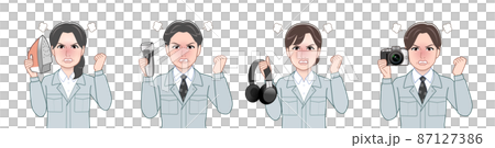 作業着を着て道具を持った職場の人々 作業着を着て道具を持った職場の人々 87127386