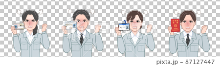 作業着を着て道具を持った職場の人々 作業着を着て道具を持った職場の人々 87127447
