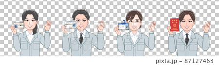 作業着を着て道具を持った職場の人々 87127463