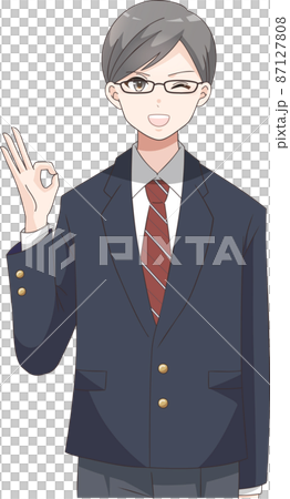 OKpose 眨眼微笑男學生西裝外套衣服格子 OKpose 眨眼微笑男學生西裝外套衣服格子 87127808