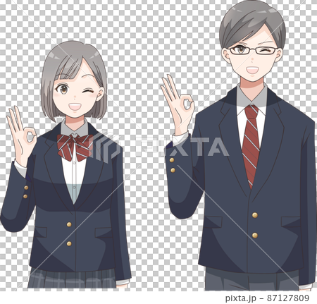 OKpose 眨眼微笑男女學生西裝外套衣服格子 OKpose 眨眼微笑男女學生西裝外套衣服格子 87127809