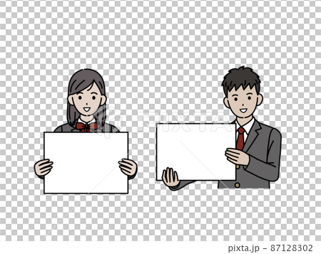Students with whiteboards, junior high and high school students, junior high school students, men and women, copy space Students with whiteboards, junior high and high school students, junior high school students, men and women, copy space 87128302
