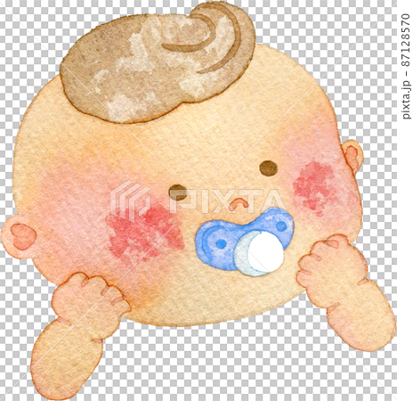 ワクワクしている赤ちゃんのイラスト おしゃぶり のイラスト素材