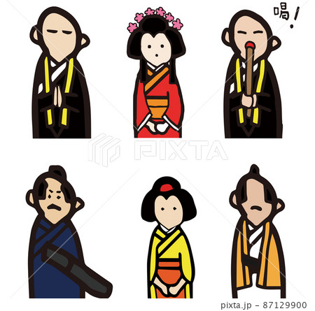 シンプルな昔の人物 時代劇風 イラスト詰め合わせのイラスト素材