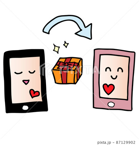 気持ちを届けるスマホギフト送信のイラスト（スマホ） 87129902