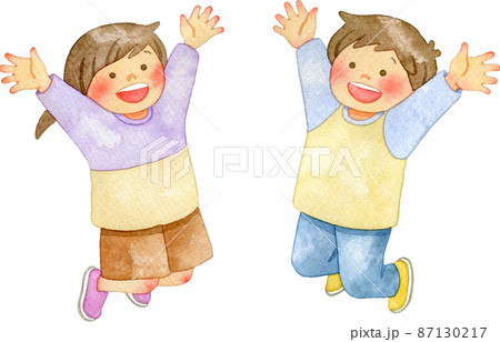 ジャンプをする子供たちのイラスト 87130217