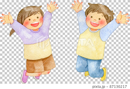ジャンプをする子供たちのイラスト 87130217