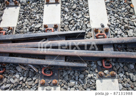 railroad tracks with rust  87131988