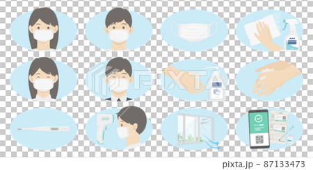 感染症対策のイラストセット 87133473
