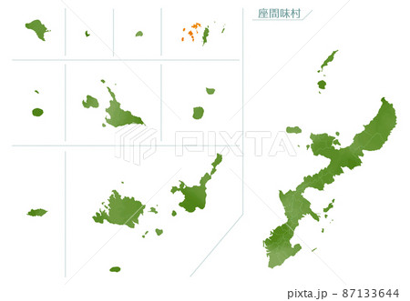 水彩風の地図　沖縄県　座間味村 87133644
