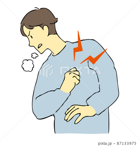 胸に痛みを感じる男性のイラストのイラスト素材 胸に痛みを感じる男性のイラストのイラスト素材