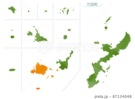 水彩風の地図　沖縄県　竹富町 87134048