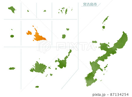 水彩風の地図　沖縄県　宮古島市 87134254
