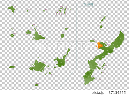 水彩風の地図 沖縄県 本部町 水彩風の地図 沖縄県 本部町 87134255