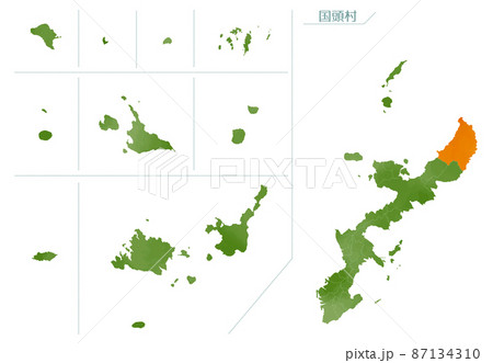 水彩風の地図 沖縄県 国頭村 水彩風の地図 沖縄県 国頭村 87134310