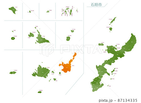 水彩風の地図　沖縄県　石垣市 87134335