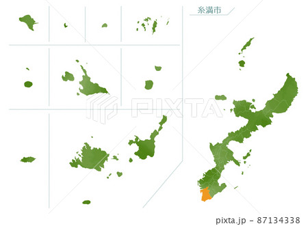 水彩風の地図　沖縄県　糸満市