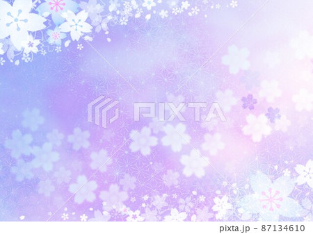 花がデザインされた青い背景イラスト No 02のイラスト素材