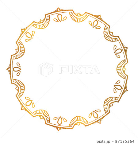 ゴールドのクラシカルな円形フレーム　ベクター素材 87135264