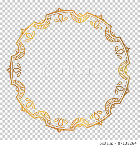 ゴールドのクラシカルな円形フレーム　ベクター素材 87135264