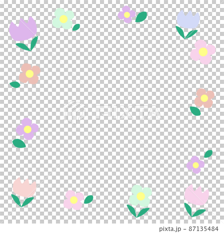 春天般的鬱金香和小花框架 春天般的鬱金香和小花框架 87135484