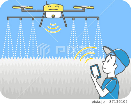 スマート農業2：農薬散布する農業用ドローン 87136105