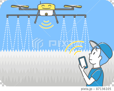 スマート農業2：農薬散布する農業用ドローン 87136105