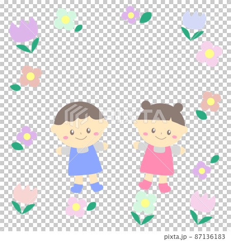 男孩和女孩的可愛彈簧框架 男孩和女孩的可愛彈簧框架 87136183