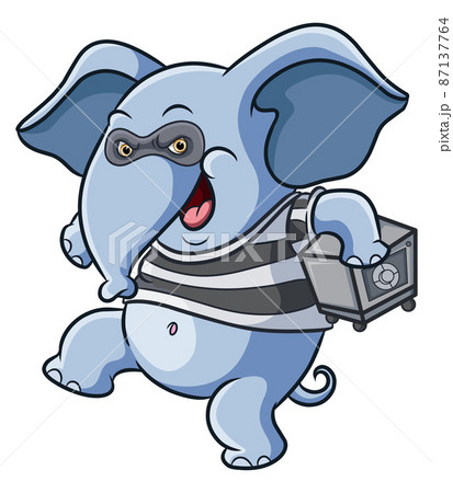 The robber elephant is carrying and stealing... - Stock Illustration  [87137764] - PIXTA