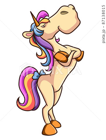 The ugly arrogant unicorn standing with the angry face  87138015