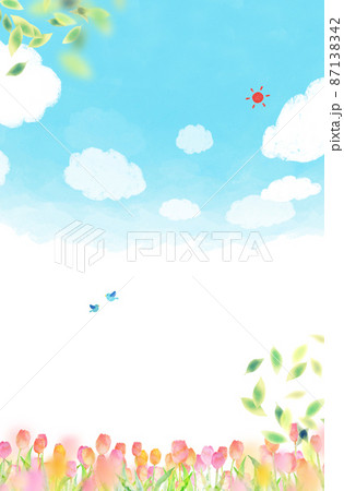 チューリップ　背景素材　水彩イラスト 87138342
