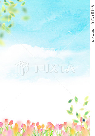 チューリップ　背景素材　水彩イラスト 87138346