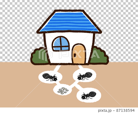 クロアリが住み着いている家の図解 クロアリが住み着いている家の図解 87138594