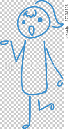 [Blue line] Handwritten female portrait illustration [Guide 2] 87138598