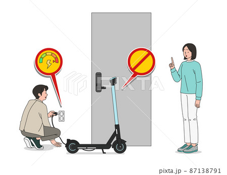 electric scooter safety regulations, charging near the exit of the gate prohibited 87138791