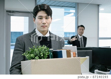 business concept asian korean old and young two men, different generations male man boss and employee concept, quit job business concept asian korean old and young two men, different generations male man boss and employee concept, quit job 87140193