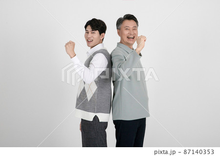 asian korean old and young two men with motions 87140353
