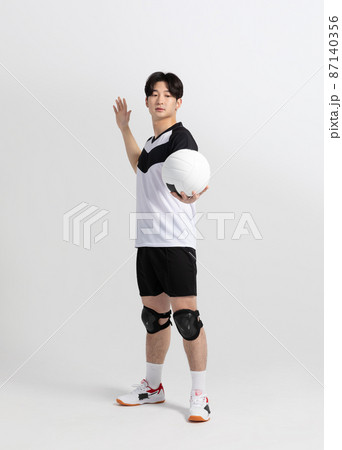 volleyball sports player, asian korean man holding ball 87140356