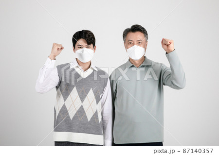 asian korean old and young two men with motions asian korean old and young two men with motions 87140357