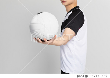 volleyball sports player, asian korean man holding ball 87140385