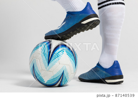 soccer football sports player, asian korean man with motions in studio background 87140539