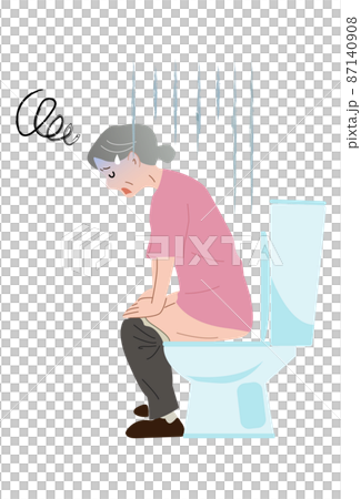 Elderly people who look sick in the bathroom, abdominal pain, constipation, illness 87140908