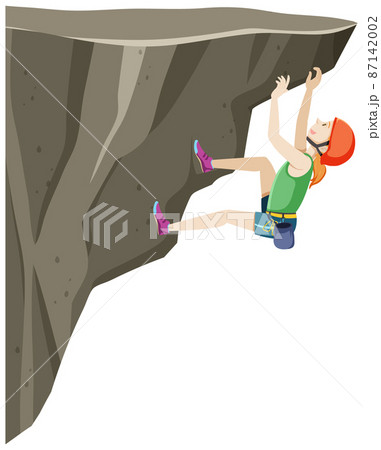 People doing outdoor rock climbing on white background 87142002