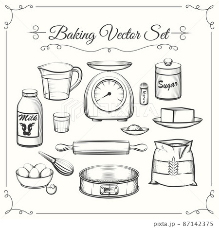 Kitchen Tools and Ingredients for Baking Graphic by moonery · Creative  Fabrica