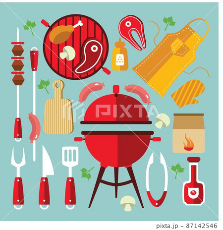 Bbq Icon Flat Set 87142546