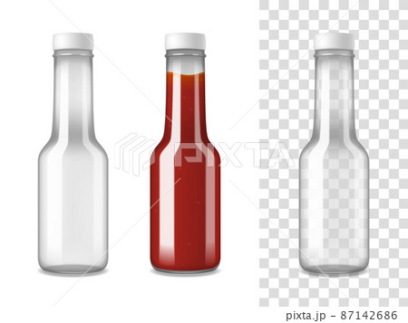 Ketchup Glass Bottles Realistic Set Ketchup Glass Bottles Realistic Set 87142686